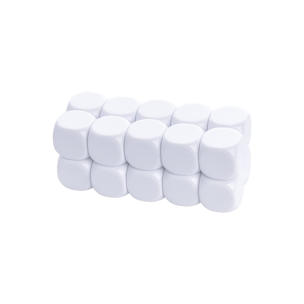 Kaiheng 22mm Acrylic Dice with Smoothed Surface Six Sided with Rounded Corner Blank White Dice Cubes for Board Games, DIY Sticker, Math Counting Teaching, Party Fun 20PCS