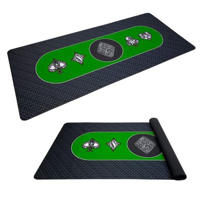EASYGO PRODUCTS Poker Table Top Pad  Great for Texas Holdem Casino Style  78 X 36Rectangle  Portable Rolling Rubber Folding Mat  Professional 3 Layers - Includes Carry Bag, Green