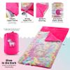Unicorn and Rainbow Plush Glow in The Dark Sleeping Bag with Storage Bag and Unicorn Charm - Large, Soft, Durable, Warm - Unicorn Gift for Sleepovers view 2