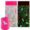 Unicorn and Rainbow Plush Glow in The Dark Sleeping Bag with Storage Bag and Unicorn Charm - Large, Soft, Durable, Warm - Unicorn Gift for Sleepovers view 3