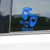 Dreothy 2pcs Footprint Baby on Board Sign Reflective Stickers, High Reflective Baby Safety Warning Vinyl Stickers for Cars Window Body Bumper Stickers,6.1x7.87 inch view 2