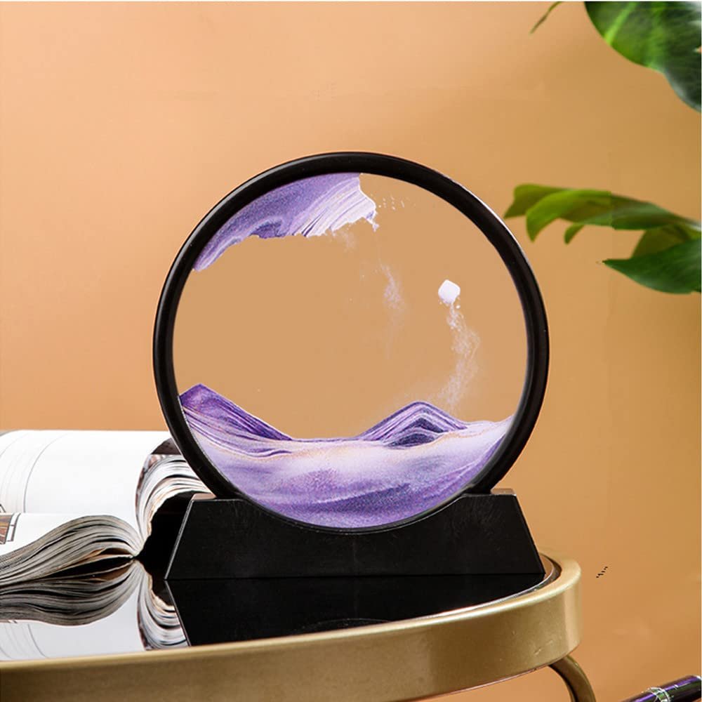 PTGMH Sand Picture Moving Sand Art Flowing Sandscape Perpetual Motion Desk Art Home Office Relaxing Decor