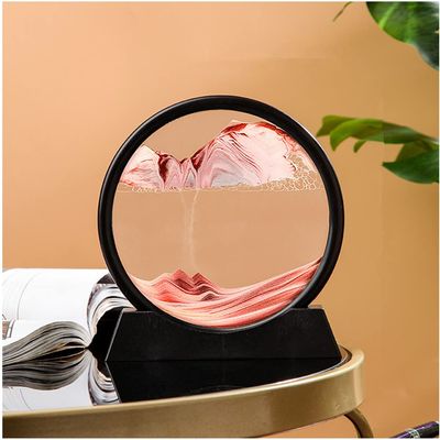 PTGMH Sand Picture Moving Sand Art Flowing Sandscape Perpetual Motion Desk Art Home Office Relaxing Decor (7 Inch) (red)