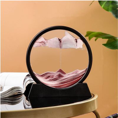 PTGMH Sand Picture Moving Sand Art Flowing Sandscape Perpetual Motion Desk Art Home Office Relaxing Decor (7 Inch) (Brown)