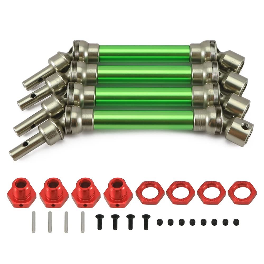 RCAWD 4X Slider Front/Rear Drive Shaft Set for Arrma Typhon 3s Blx 4WD &4WD V3 Mega 550 Buggy Off-Road Cars Upgrade Part(Green)