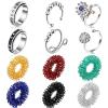 MTLEE 12 Pcs Fidget Anxiety Rings Including 6 Pcs Spiky Sensory Rings Women Men Adults Stress Anxiety Relief Fidget Toys Stainless Steel Adjustable Spinner Jewelry for Fidgeting ADHD Autism view 1