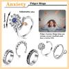 MTLEE 12 Pcs Fidget Anxiety Rings Including 6 Pcs Spiky Sensory Rings Women Men Adults Stress Anxiety Relief Fidget Toys Stainless Steel Adjustable Spinner Jewelry for Fidgeting ADHD Autism view 2