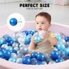 GUESVOT Ball Pit Balls Plastic Balls for Ball Pit BPA Free Plastic Ball Crush and Smash Proof Balls 100pcs 2.2" Set for Toddlers for Play Tent Tunnel (Blue+White+Transparent) view 4