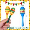 12 Pcs Colorful Wooden Maracas and 6 Pcs Mini Sombrero Hats - Mexican Fiesta Party Favors and Supplies for Carnivals view 3