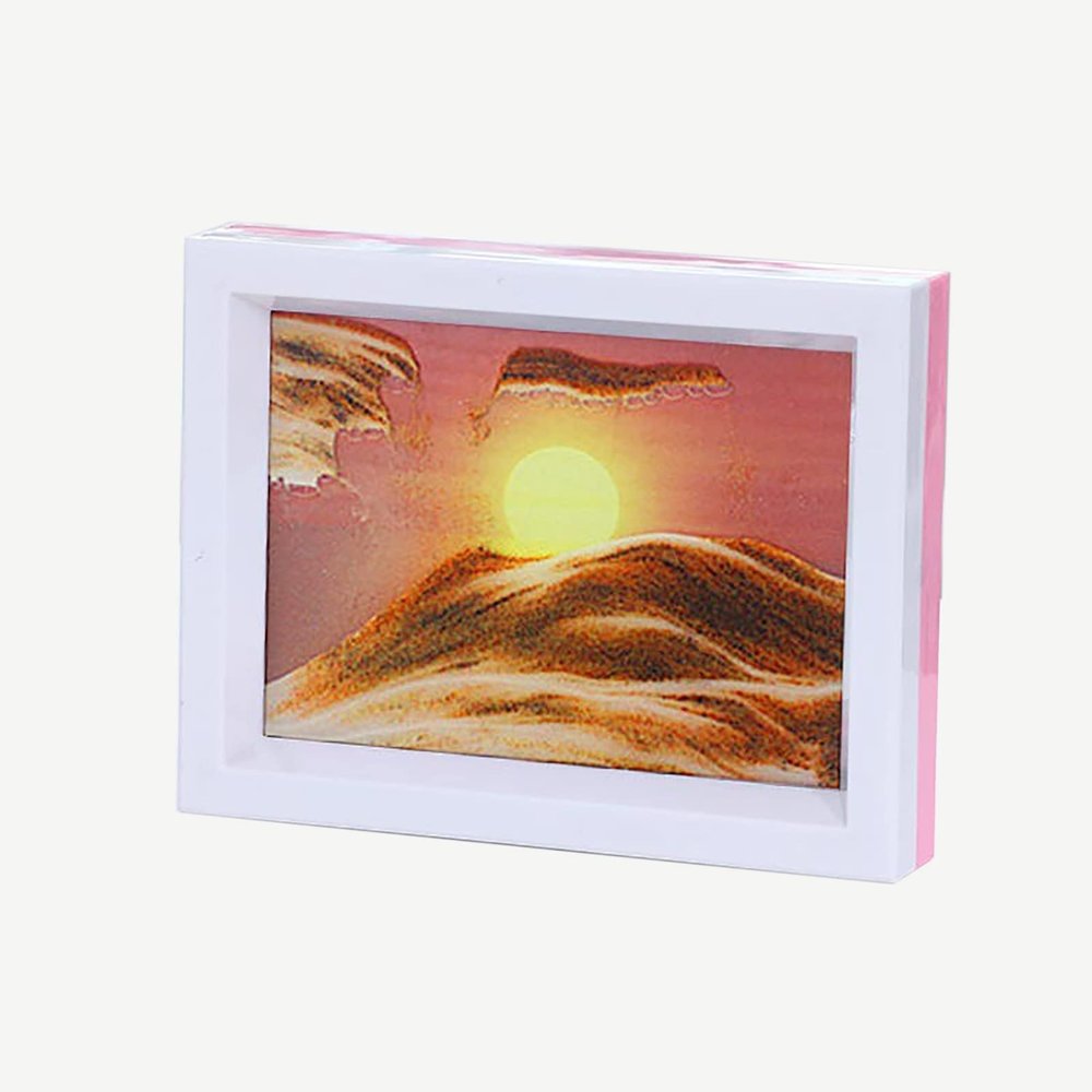 Moving Sand Art Picture,360 Rotatable Flowing Sand Painting,Relaxing Glass Frame 3D Deep Sea Sandscape in Motion Display,Quicksands Painting Desktop Decor Great Gift (Color : Rising Sun)