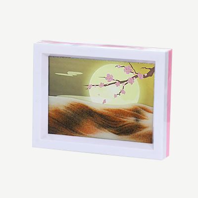 Moving Sand Art Picture,360 Rotatable Flowing Sand Painting,Relaxing Glass Frame 3D Deep Sea Sandscape in Motion Display,Quicksands Painting Desktop Decor Great Gift (Color : Full Moon)