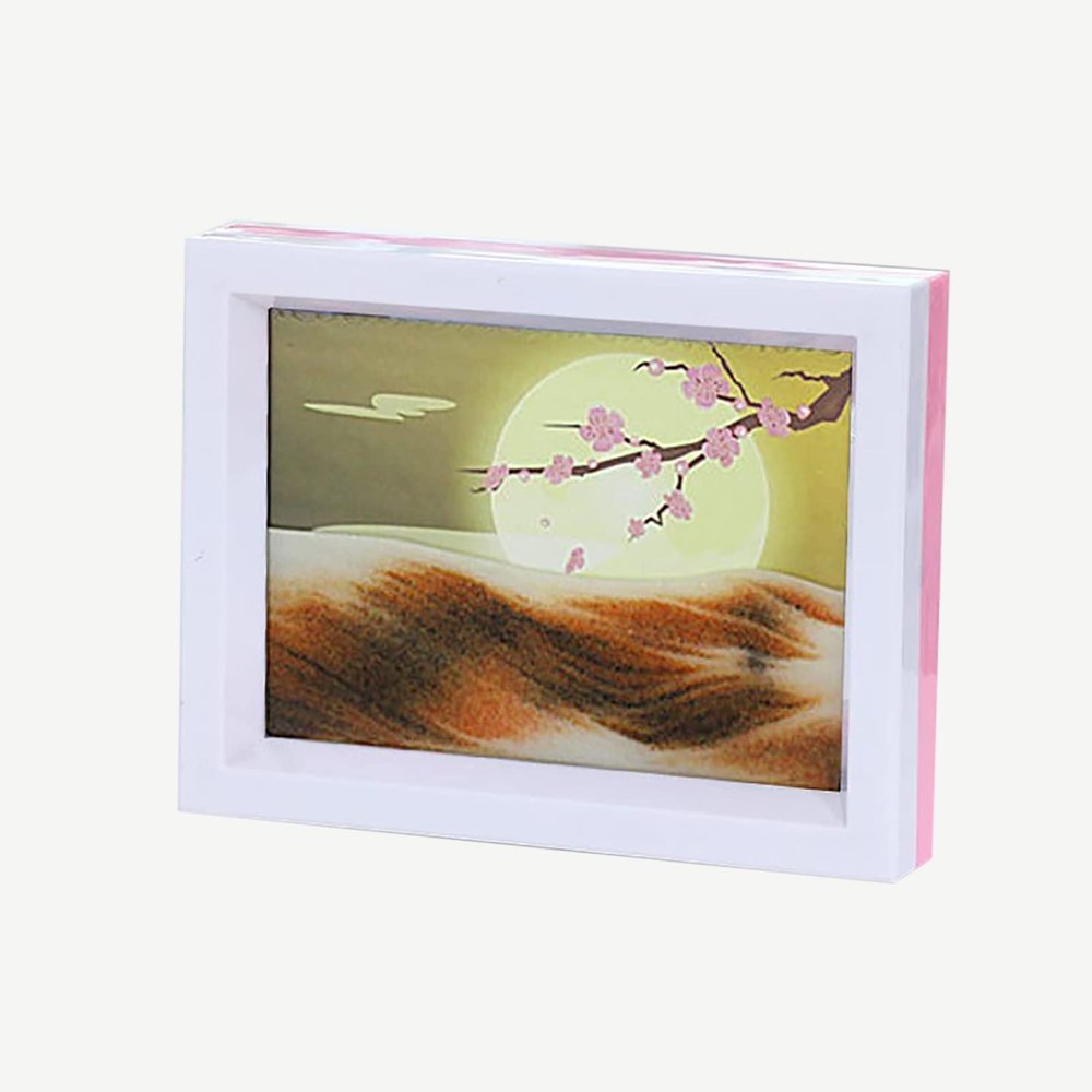 Moving Sand Art Picture,360 Rotatable Flowing Sand Painting,Relaxing Glass Frame 3D Deep Sea Sandscape in Motion Display,Quicksands Painting Desktop Decor Great Gift (Color : Full Moon)