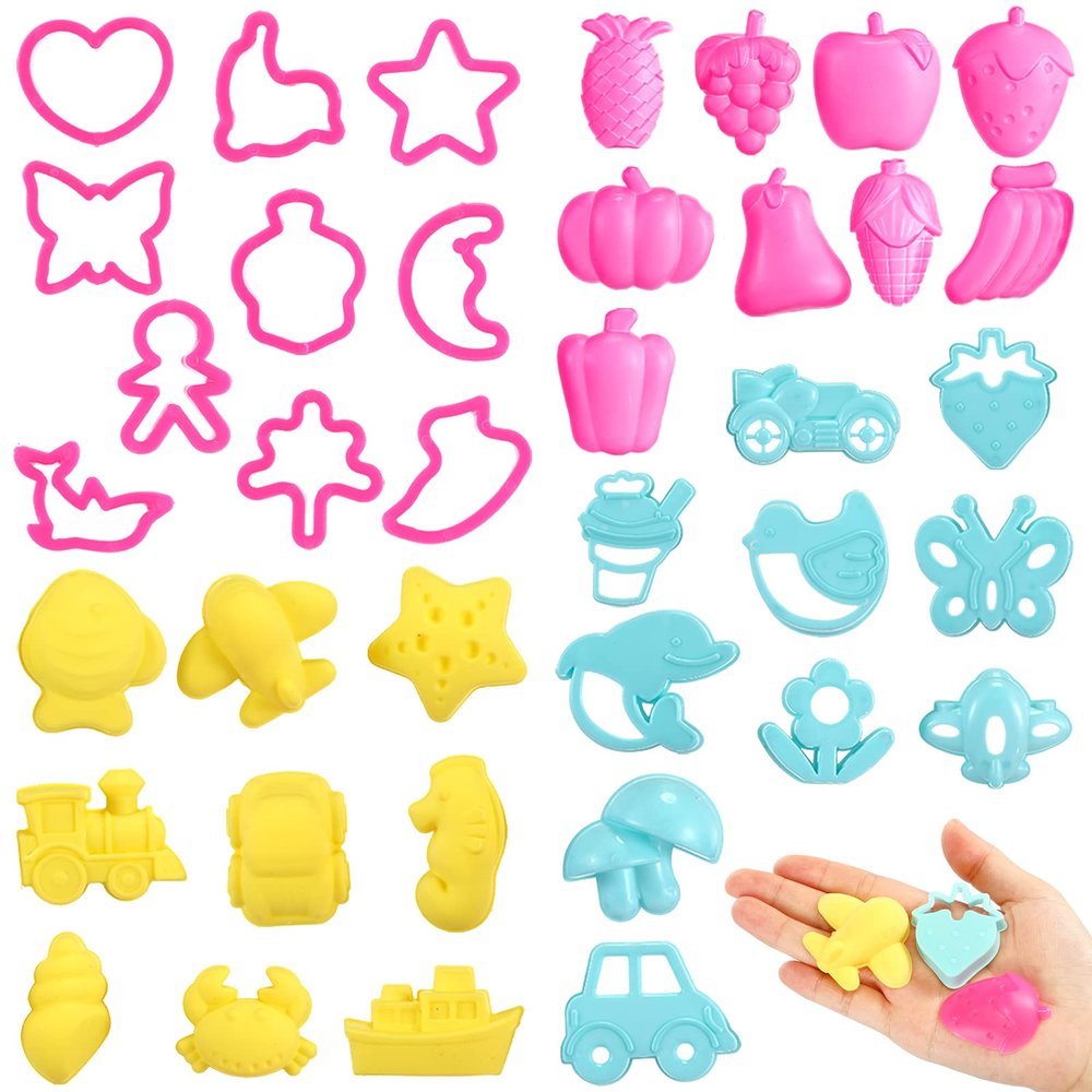 40 Pieces Play Tools and Cutters Play Set Accessories Various Plastic Colorful Molds and Shapes, Party Pack Playset for Air Dry Clay