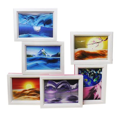 Moving Sand Art Picture,360 Rotatable Flowing Sand Painting,Relaxing Glass Frame 3D Deep Sea Sandscape in Motion Display,Quicksands Painting Desktop Decor Great Gift (Color : Six Suits)