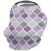 Baby Car Seat Covers Nursing Scarf, Retro Art Morocco Pattern Ombre Purple Gray Stretchy Infant Carseat Canopy Breastfeeding Covers, Baby Shower Gifts view 1