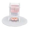 1:12 Miniature Bath Towel Rack with Rug Set - Dollhouse Bathroom Furniture Accessories - Dollhouse Furniture Craft Accessories for a Realistic Dollhouse Bathroom (2 Pcs) view 3