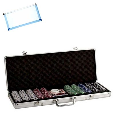 OMURA Games | 500 Dice Chips Aluminum Poker Set | Bonus: Multi-Purpose #10 Size Pouch (Color May Vary)