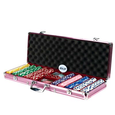 OMURA Games | 500 PC Dice Chip Poker Set in Pink Aluminum Case