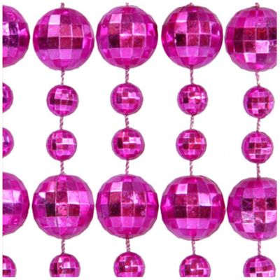 Blinkee 597220 Round Disco Bead Necklace Pink - Pack of 12