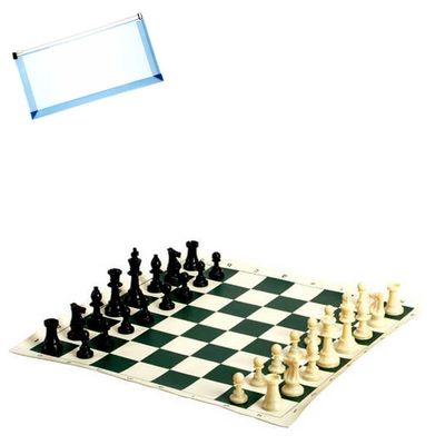 OMURA Games | 20" Travel Tournament Chess Set | Bonus: Multi-Purpose #10 Size Pouch (Color May Vary)