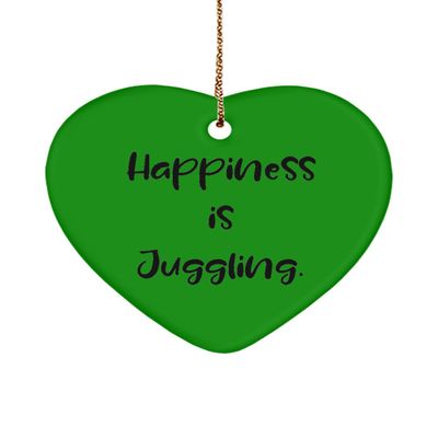 Unique Juggling Gifts, Happiness is Juggling., Holiday Heart Ornament for Juggling