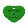 Unique Juggling Gifts, Happiness is Juggling., Holiday Heart Ornament for Juggling view 1