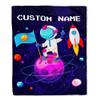 CenturyTee Personalized Baby Blanket Boy with Name Custom Astronaut Outer Space Rocket Ship Newborn Kids Son Grandson Nephew Birthday Christmas Customized Fleece Blanket (60 x 80 in Adult Size) view 1