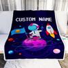 CenturyTee Personalized Baby Blanket Boy with Name Custom Astronaut Outer Space Rocket Ship Newborn Kids Son Grandson Nephew Birthday Christmas Customized Fleece Blanket (60 x 80 in Adult Size) view 2