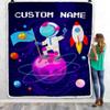CenturyTee Personalized Baby Blanket Boy with Name Custom Astronaut Outer Space Rocket Ship Newborn Kids Son Grandson Nephew Birthday Christmas Customized Fleece Blanket (60 x 80 in Adult Size) view 3
