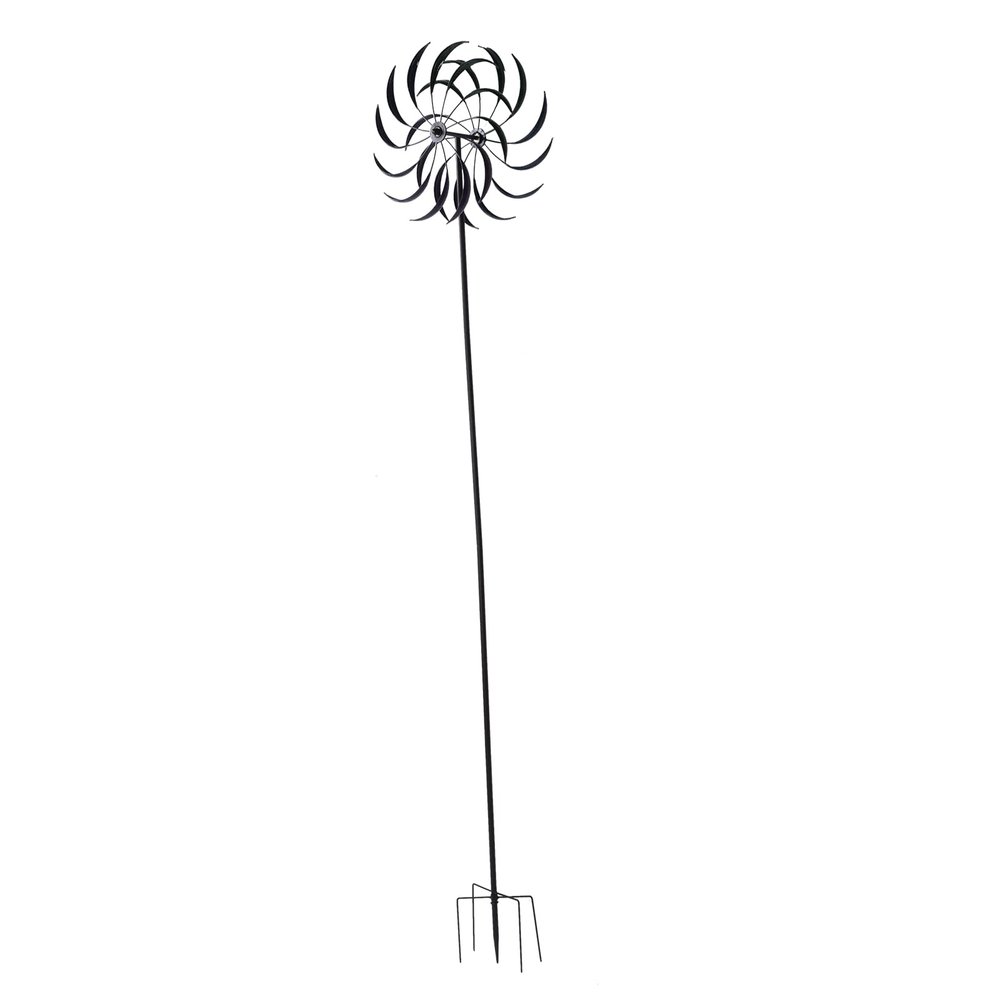 01 02 015 Garden Wind Spinner, Iron Construction Weather Resistant Metal Windmills Anti Rust Easy Assemble with Ground Stake for Patio Decoration