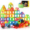 Coodoo Magnetic Tiles with 2 Cars Toys for 3 4 5 6 7 8+ Year Old Boys Girls, Magnetic Blocks Building Set for Toddlers STEM Creativity Educational Toys for Kids Age 3-6 view 1