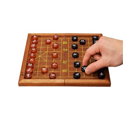 WDBB Chess Mini Chinese Chess Set Foldable Board Travel Trumpet Board Game Acrylic/Agate Chess Pieces,Party and Travel Gifts for Chess Lovers and learners (Color : Folding Board+Agate Chess Pieces)