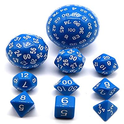 HS DICE D100 D60 D30 D20 D12 D10 D8 D4 Polyhedral Dice Set for Dungeon and Dragons MTG RPG D&D (Blue)
