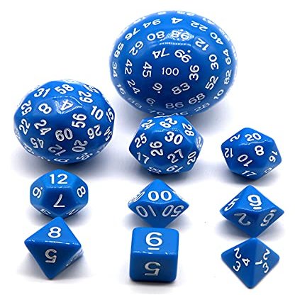 HS DICE D100 D60 D30 D20 D12 D10 D8 D4 Polyhedral Dice Set for Dungeon and Dragons MTG RPG D&D (Blue)