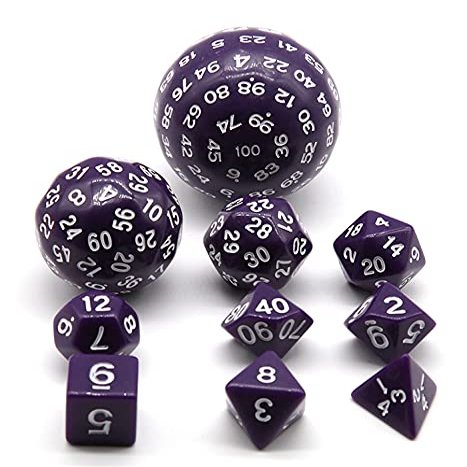 HS DICE D100 D60 D30 D20 D12 D10 D8 D4 Polyhedral Dice Set for Dungeon and Dragons MTG RPG D&D (PURPEL)