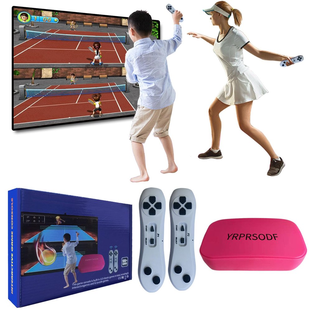 YRPRSODF TV Game Console Built in 100+ Games, Handheld Video Game Machine with 2.4G Wireless Gamepad Somatosensory Control, HD Plug and Play, Home Interactive& Puzzle Games, Red