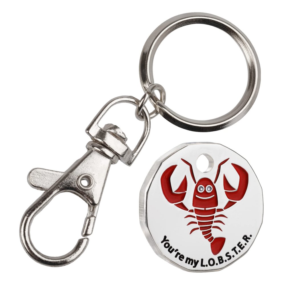Harts 1 unit New Shape 1 coin Trolley Tokens Keyrings Supermarket Locker (Lobster)
