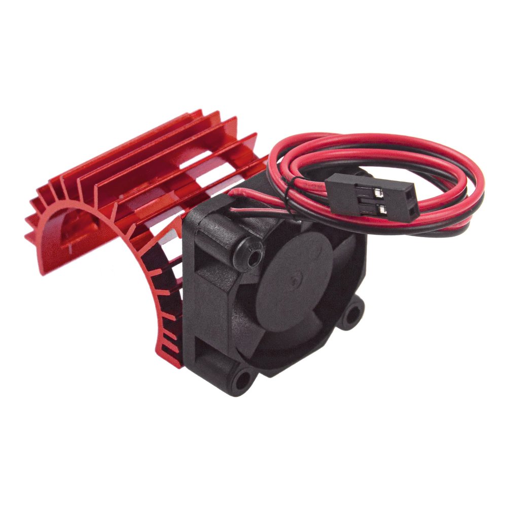 ShareGoo Aluminum 380 390 Motor Heatsink with Cooling Fan Electric Engine Heat Sink Compatible with HSP HPI Wltoys Himoto Redcat 1/16 1/18 RC Car (Red)