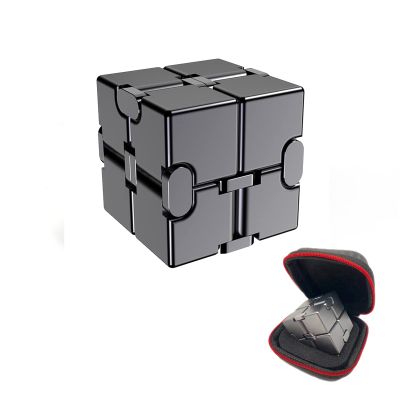 FUFUYOU Infinity Cube Fidget Toys Anxiety Stress Relief Toys for Men Aluminum Alloy Material (Gray)