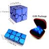 FUFUYOU Fidget Toys Metal Infinity Cube Anxiety Stress Relief Toy for Adults Aluminum Alloy Material (Blue) view 3