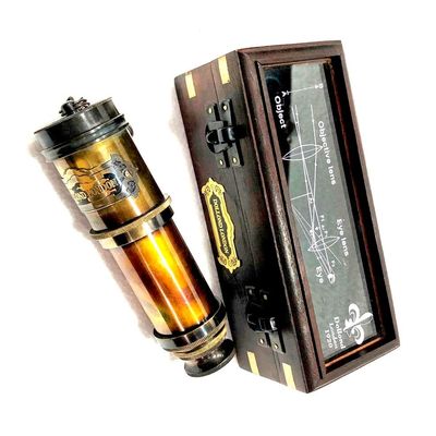 Vimal Nautical Black Antique Antique Telescope/Spyglass Replica in Wooden Box Dollond London's Premium Quality Hand held Spy Glass