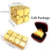 FUFUYOU Infinity Cube Fidget Cube Anxiety Stress Relief Toy for Adults Gifts Men Office Gadgets Aluminum Alloy Material (Golden) view 3