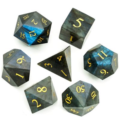 UDIXI Gemstone DND Dice Set, 7PCS Natural Stone D&D Dice with Gift Case for Role Playing Games and Other Tabletop Games (Labradorite)
