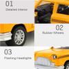 Diecast Yellow NYC Classic Checkered Taxi Cab 4.5" Pullback Toy Car with Flashing Lights and Sounds view 3