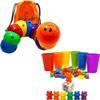 Skoolzy Rainbow Counting Bears and Caterpillar Building Toy 80 pc Set - Toddler Learning Toys Bulid Fine Motor Skills Montessori Axiety Fidget Stress Relief Toys for Kids view 1