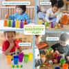 Skoolzy Rainbow Counting Bears and Caterpillar Building Toy 80 pc Set - Toddler Learning Toys Bulid Fine Motor Skills Montessori Axiety Fidget Stress Relief Toys for Kids view 3