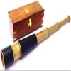 Vimal Nautical Black Golden Antique Brass Leather Spyglass Telescope 27" w/ Rosewood Box view 3