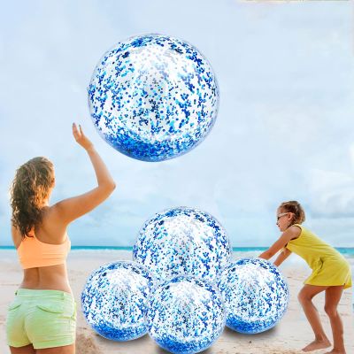 5 Pcs Inflatable Beach Balls, 16 Inch & 24 Inch Large Confetti Glitter Beach Balls, Sequins Clear Blow up Pool Balls Toys for Christmas Party Decorations 2026 New Year Birthday Summer Swimming Pool