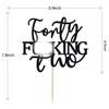 Unoggsor Forty Fucking Two Cake Topper - Happy 42nd Birthday Cake Decor - Cheers to 42 Years Birthday Party Decorations Supplies, Black Glitter view 3