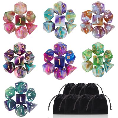 DND Dice Set, Surhugvy 7 X 7 (49 Pieces) Polyhedral Dice Set for Dungeons and Dragons DND RPG MTG Table Games Gift with 7 Pack Black Bags